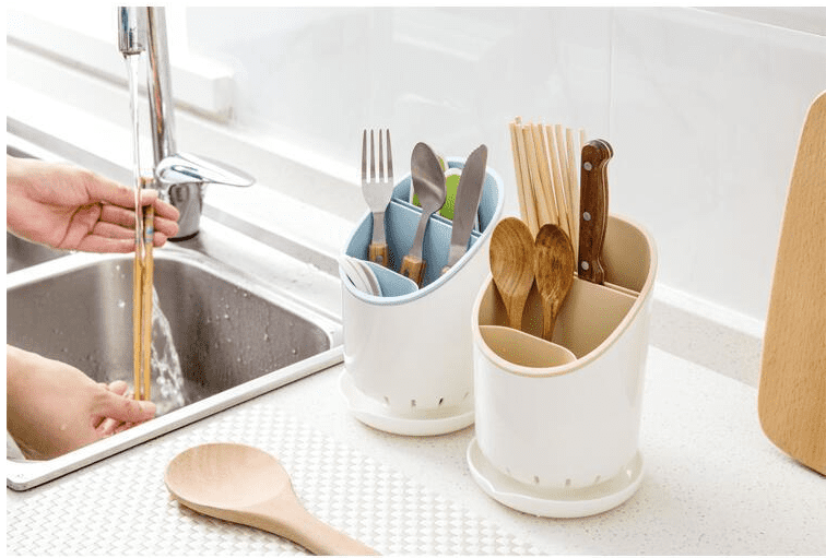Plastic Kitchen Detachable Cutlery Choppstick Spoon Fork Drainer Organizer.